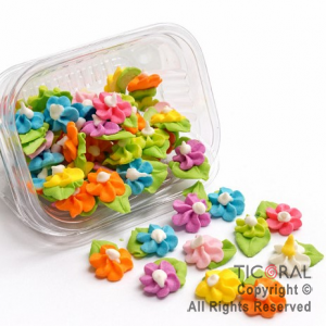 FLORES DURAZNO CON HOJAS x 50